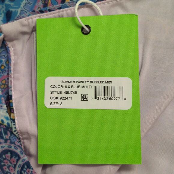 Sam Edelman Asymmetrical Paisley Ruffle Midi Dress 8 New - Picture 12 of 14